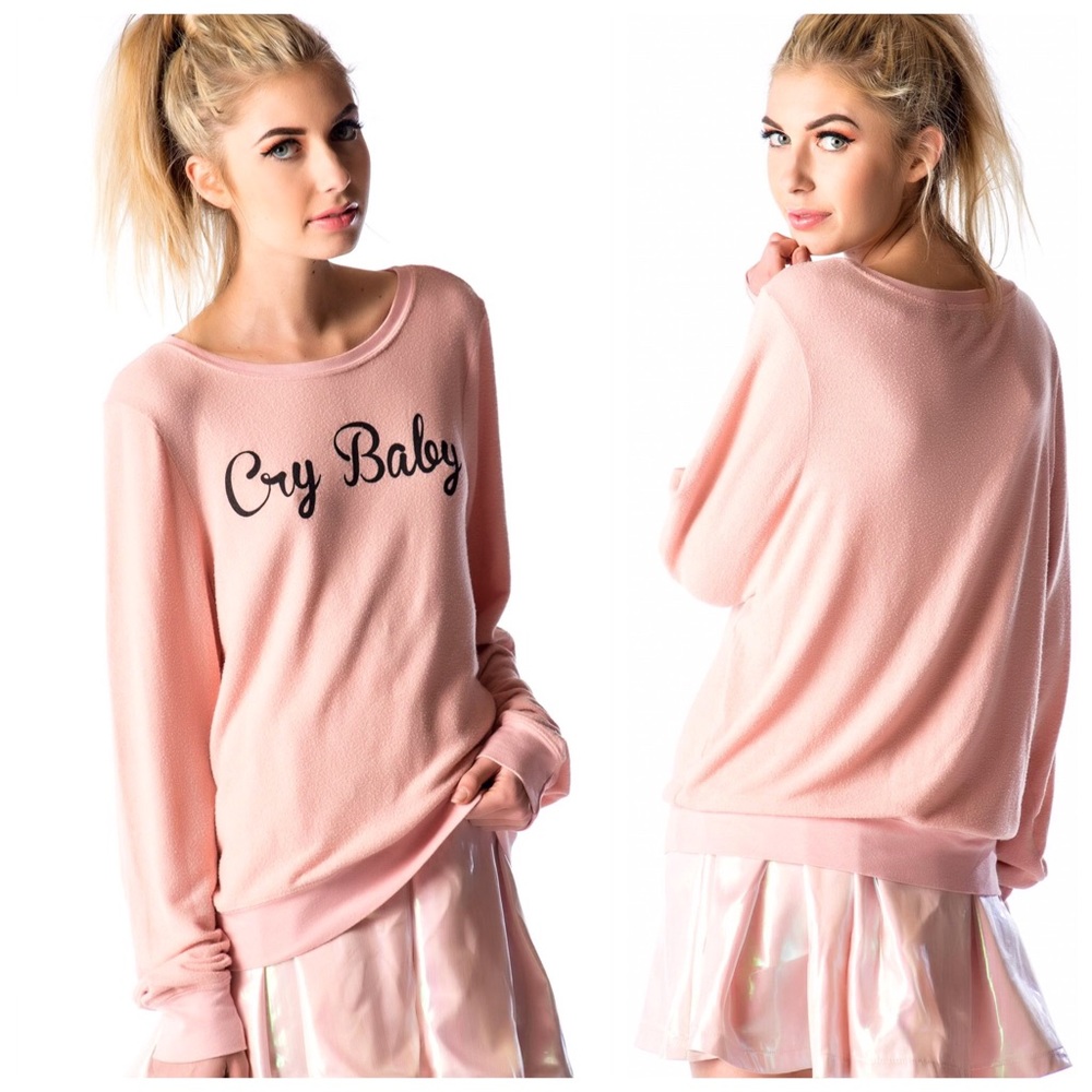 NEW V RARE Wildfox S Cry Baby pink top long sleeve